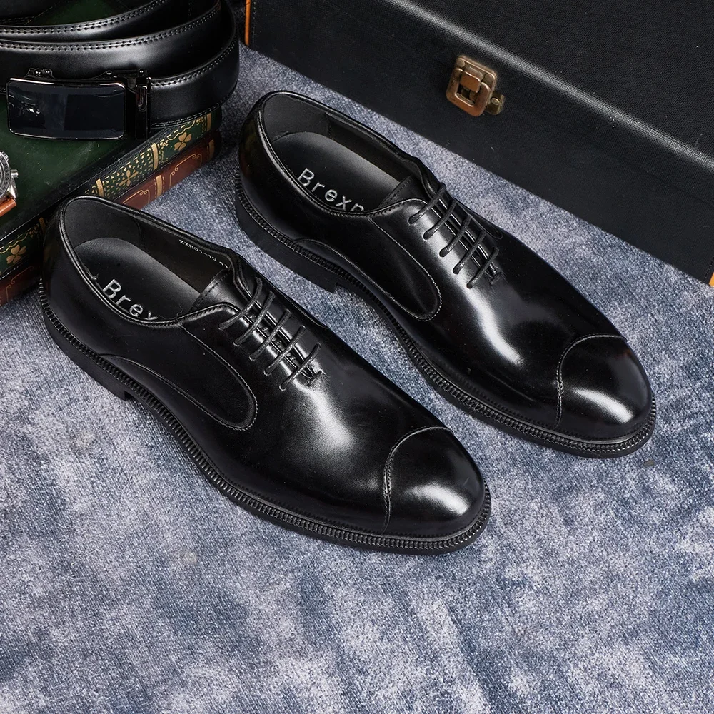 Men's Genuine Cow Leather Oxford Dress Shoes, Height Increase, Formal Lift Brogues, Wedding Suit Shoes, High Quality Elevator