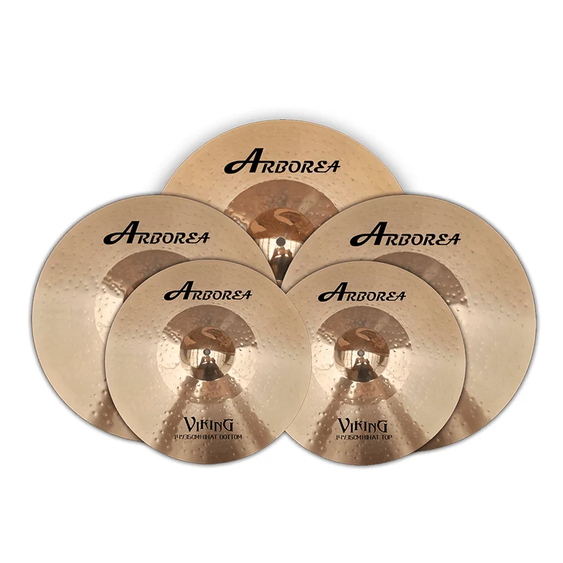 

Arborea viking cymbal set 10''splash+14''hihat+16''crash+18''crash+20"ride+18''stackers+18''China+22''ride+20'' cymbal bag