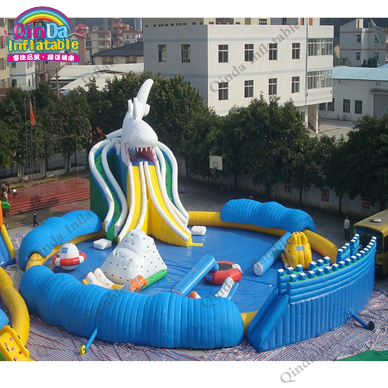 Commercial Outdoor Giant Inflatable Floating Water Park With Pool For Kids And Adults