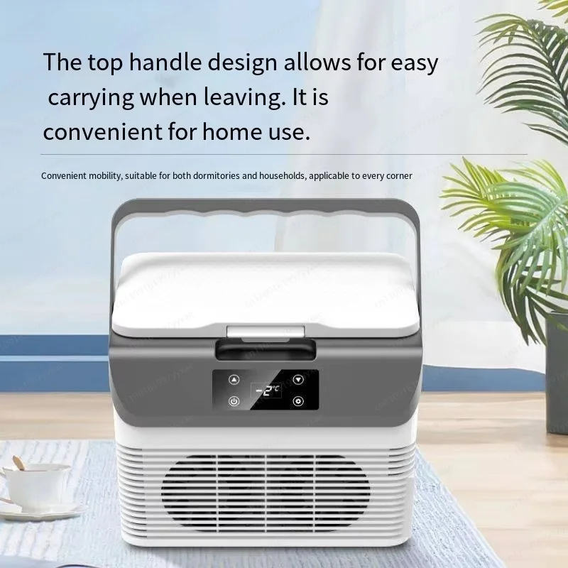 Portable Car Refrigerator, 12V/24V DC & 220V AC Dual‑Use Mini Electric Ice Box for Car, Truck and Household Indoor Use