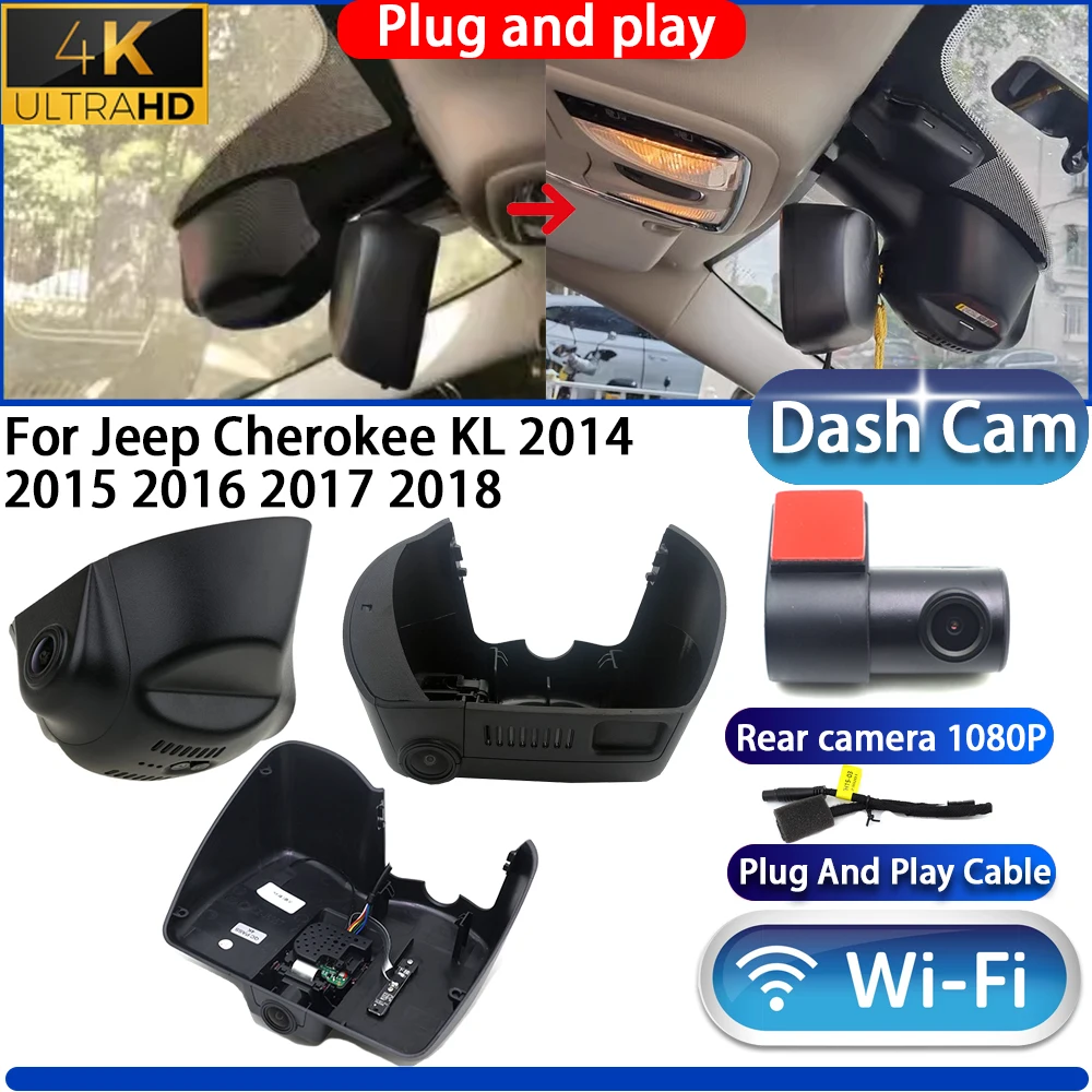 

For Jeep Cherokee KL 2014 2015 2016 2017 2018 Dash Cam Camera DVR 4K UHD 2160P Wifl Plug And Play Video Recorder night vision