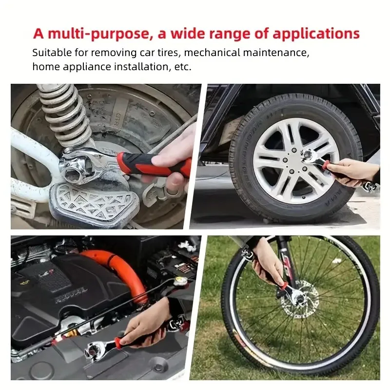 Multi-purpose Spanner Chave Soquete, Reparação Do Carro Ferramenta De Mão, 360 Graus De Rotação, Forte Magnético, 52 em 1