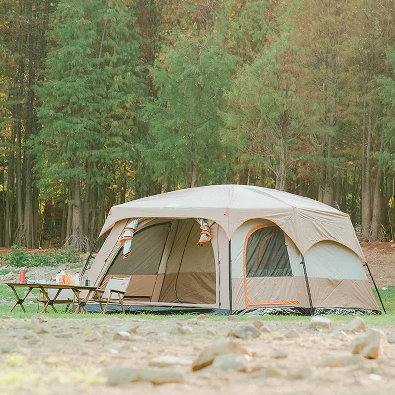 

8-12 People Outdoor Camping Waterproof Two Rooms One Hall Big Tent Camping Portable Equipment Sunscreen Tent Family Travel