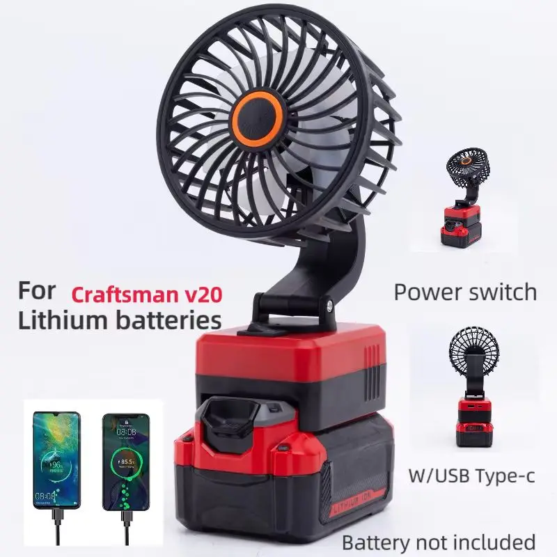 

Cordless Portable Rechargeable Fan For Craftsman V20 Lithium-ion Battery Powered Fan w/ USB+C Type (Battery Not Included)