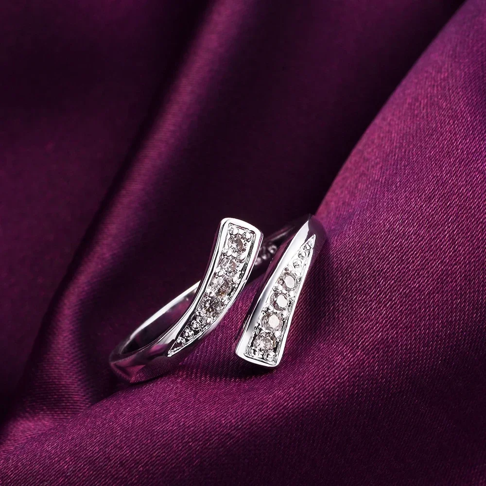 Women's Adjustable 100% 925 Sterling Silver Crystal Ring, Gift
