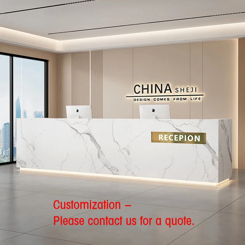 custom.Customizable Pattern Wood Reception Desk Modern Company Hotel Lobby School Use-Lacquered Bar Counter Cas