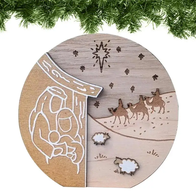 Christmas Wooden Sign Desktop Sign For Christmas Christmas Ornament Standing Verse Scene Sign Home Workplace Desk Ornament