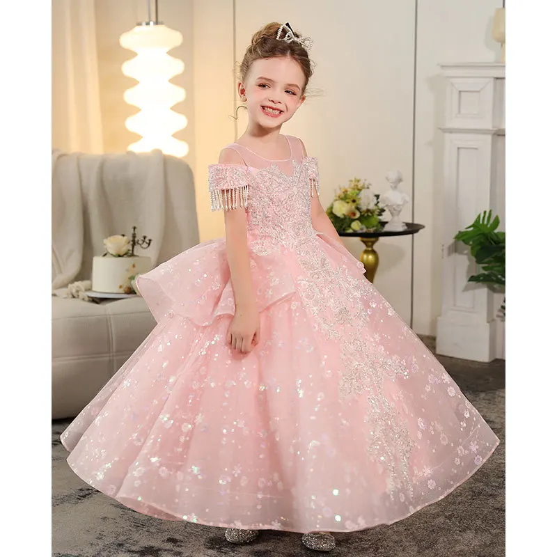 Vestido de princesa infantil, vestidos de aniversário para meninas de 2 a 8 anos, roupas de menina, vestido de festa infantil elegante