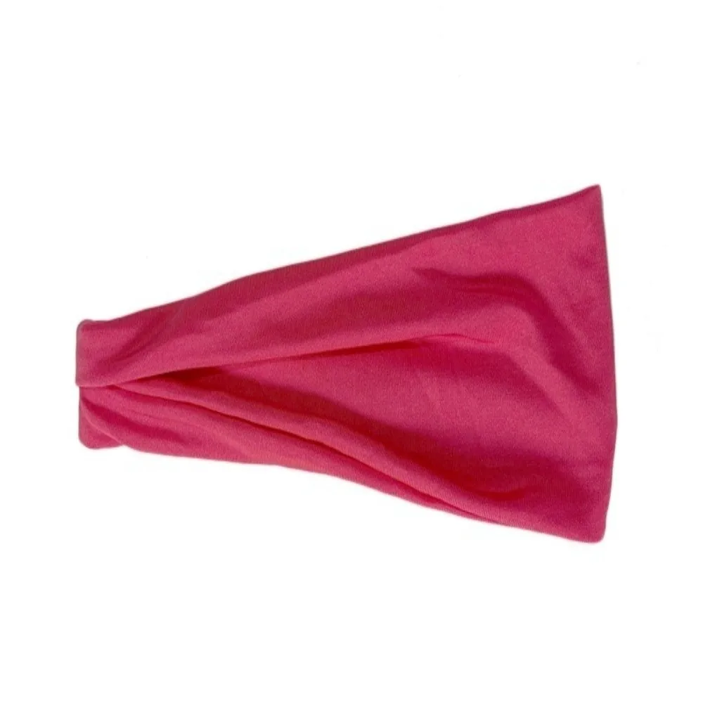 New Stretch Fabric Sports Headband Wide Band Sweat Absorbent Workout Headband Solid Color Twisted Design Head Wrap Yoga Fitness