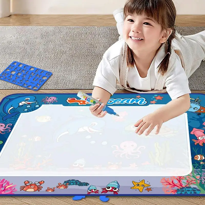 Water Doodle Mat Reusable Painting Writing Doodle Board Toy Washable Toddler Painting Writing Cloths For Children Girls Family
