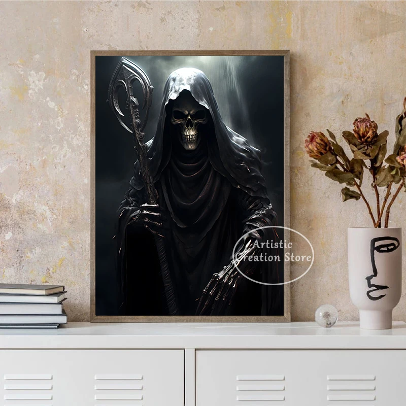 Psychedelic Grim Reaper Poster Dark Deku Art Prints Canvas Painting Wall Art Living Room Game Room Modern Picture Home Decor