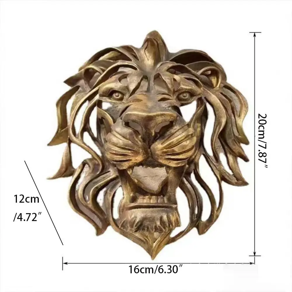 Large Lion Head Wall Mounted Art Sculpture Gold Resin Lion Head Art Wall Luxury Decor Kitchen Wall Bedroom