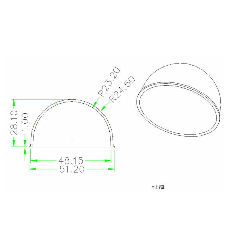 2 inch HD transparent acrylic Dome high light transmission anti-aging Camera Dome Cover PC material indoor and outdoor