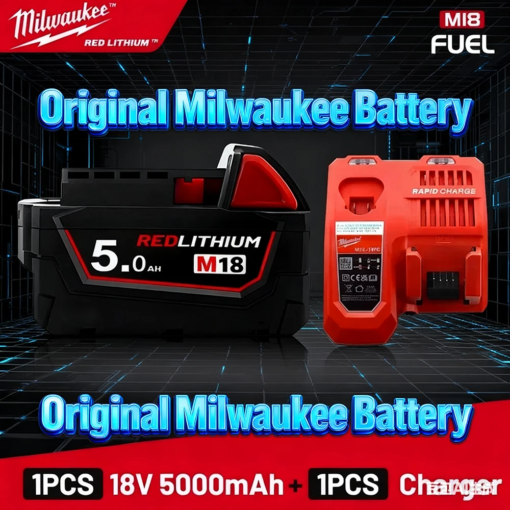 

For Milwaukee M18 18V Replacement M18B5 Battery, For 48-11-1815 2604-20 48-11-1850 2604-22 Milwaukee Power Tools 18V Battery,