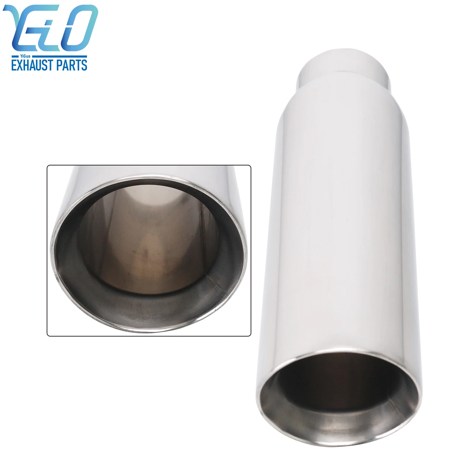 

Stainless steel car exhaust tip interface 76mm slant double wall outlet 102mm auto muffler tail pipe