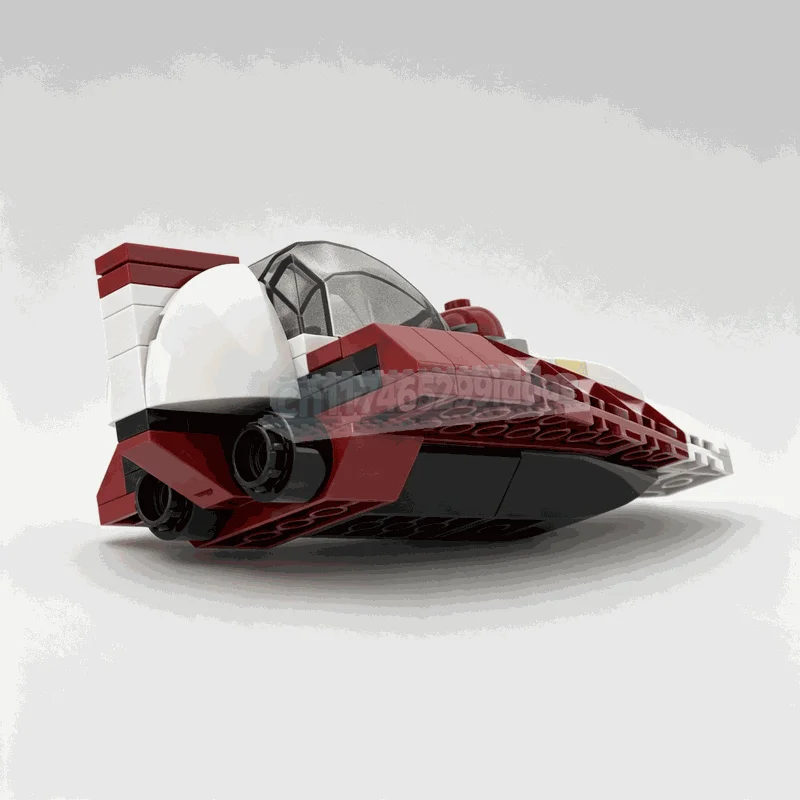 105PCS Compact Red Space Fighter Building Blocks Futuristic Aircraft Model DIY Assembly Creative Collection Festival Gifts Toy