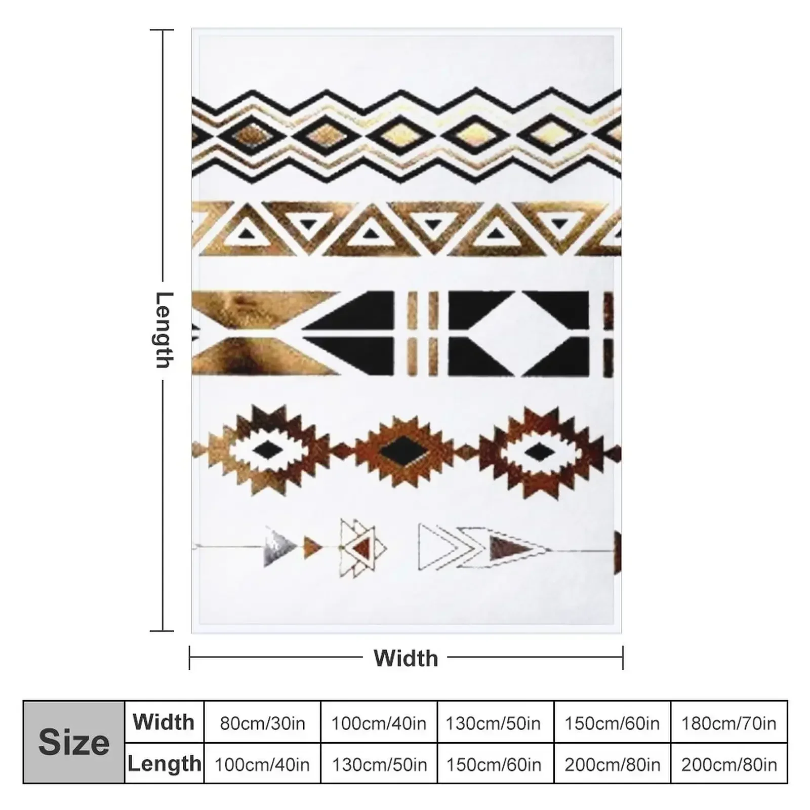 Tribal Aztec Gold and Black Design Throw Blanket for babies Luxury Designer manga Camping Soft Winter beds Blankets
