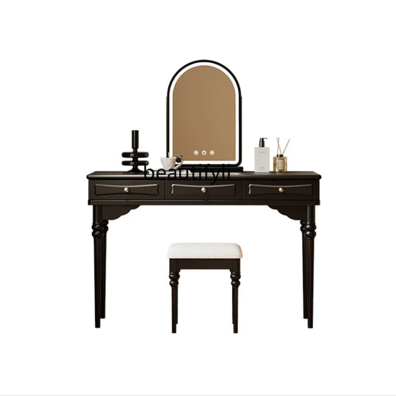 

Французская Ретро Маленькая квартира из твердой древесины, искусственная кожа, американский китайский стиль, маленький макияжный стол для спальни