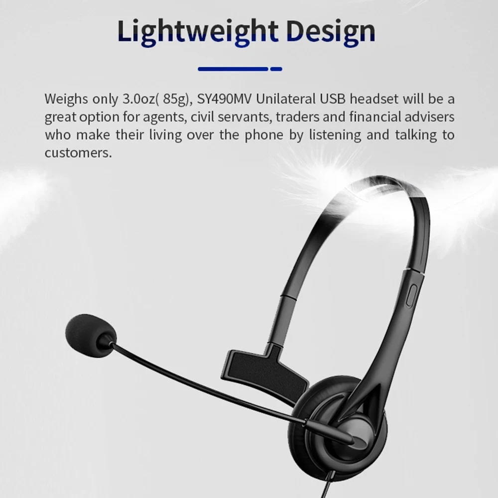 Universal Wired Business Headset, Call Center Headphone, Controle de Volume, Telefone, EUA