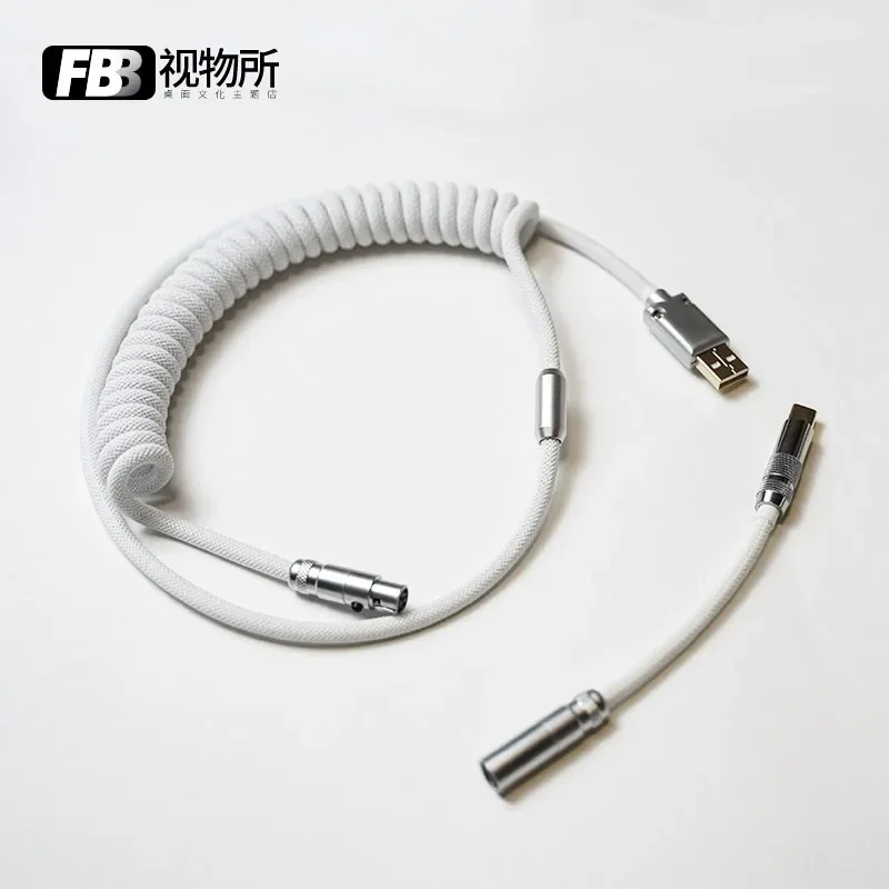 

Кабели FBB Индивидуальный кабель для клавиатуры Белый ручной кабель для передачи данных DIY Спиральный мини-плетеный USB-кабель типа c Большой герой Тема SP Keycap