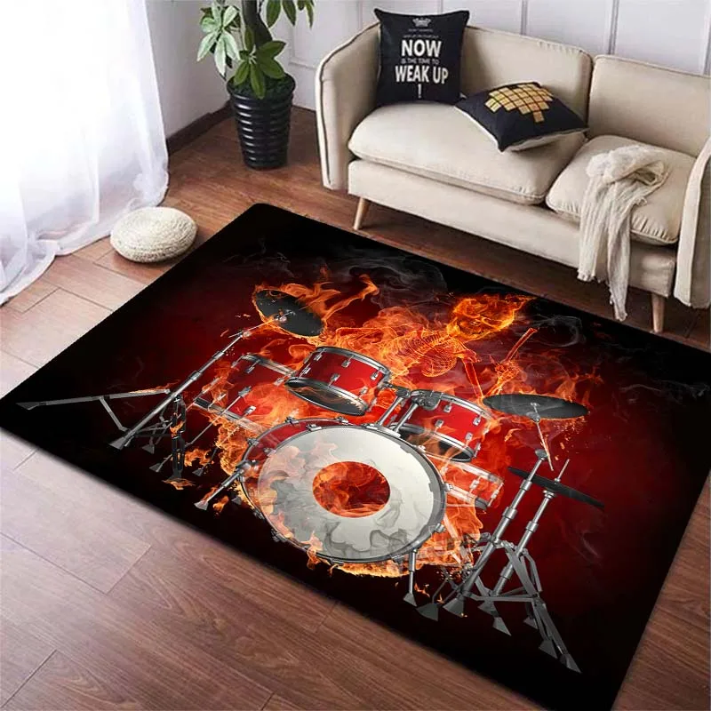 Drum Set Music Instruments Drum kit Area Rugs for Living Room Bedroom Decoration Rug Children Music Room Mats Anti-slip Carpets