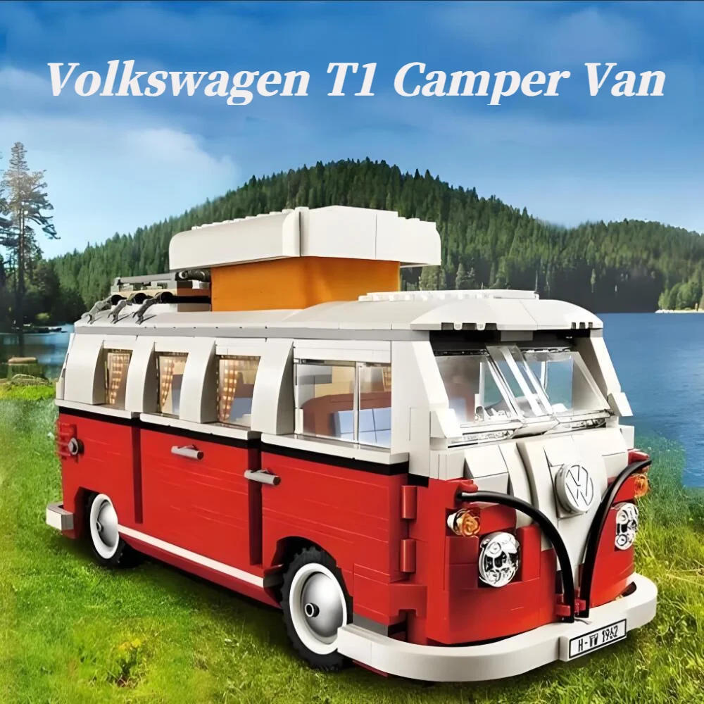 2025 NEW Volkswagen T1 Camper Van Car Blocks High Techc Ideas Bus Creator Expert Compatible 10220 Toys for Kid Birthday Gift