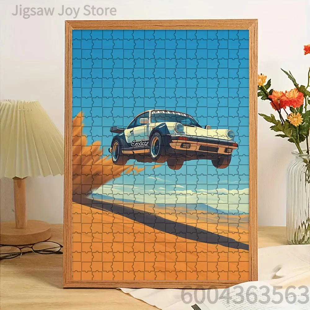 

Винтажный спортивный автомобиль: пазл-головоломка «Прыжок в пустыне», ретро-иллюстрация гоночного автомобиля, бумажный пазл для взрослых, креативный DIY-пазл