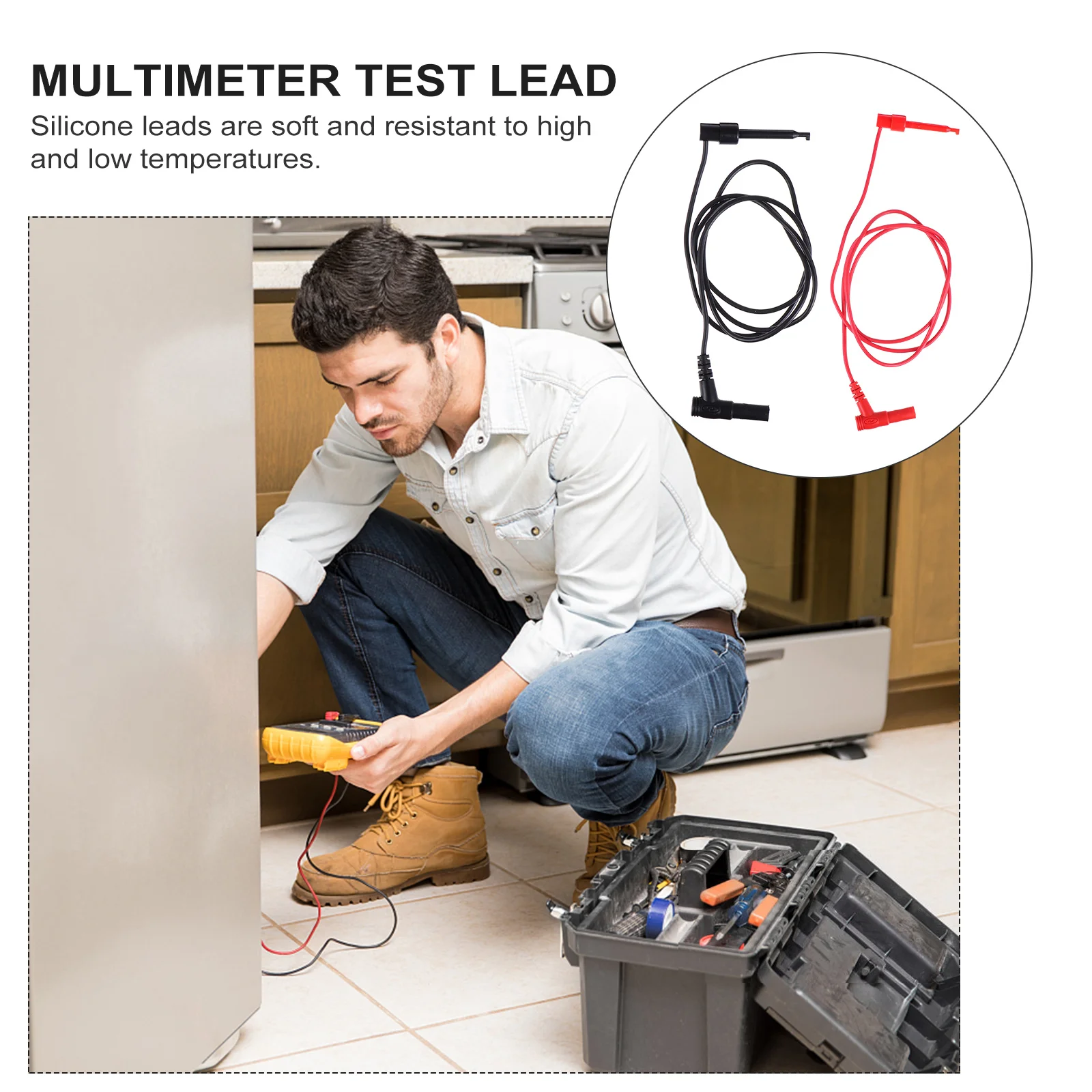 

2Pcs Digital Multimeter Test Leads Electrical Test Probe Kit High Quality Copper Mini Grabber Clips Comfort Grip Heat Resistant