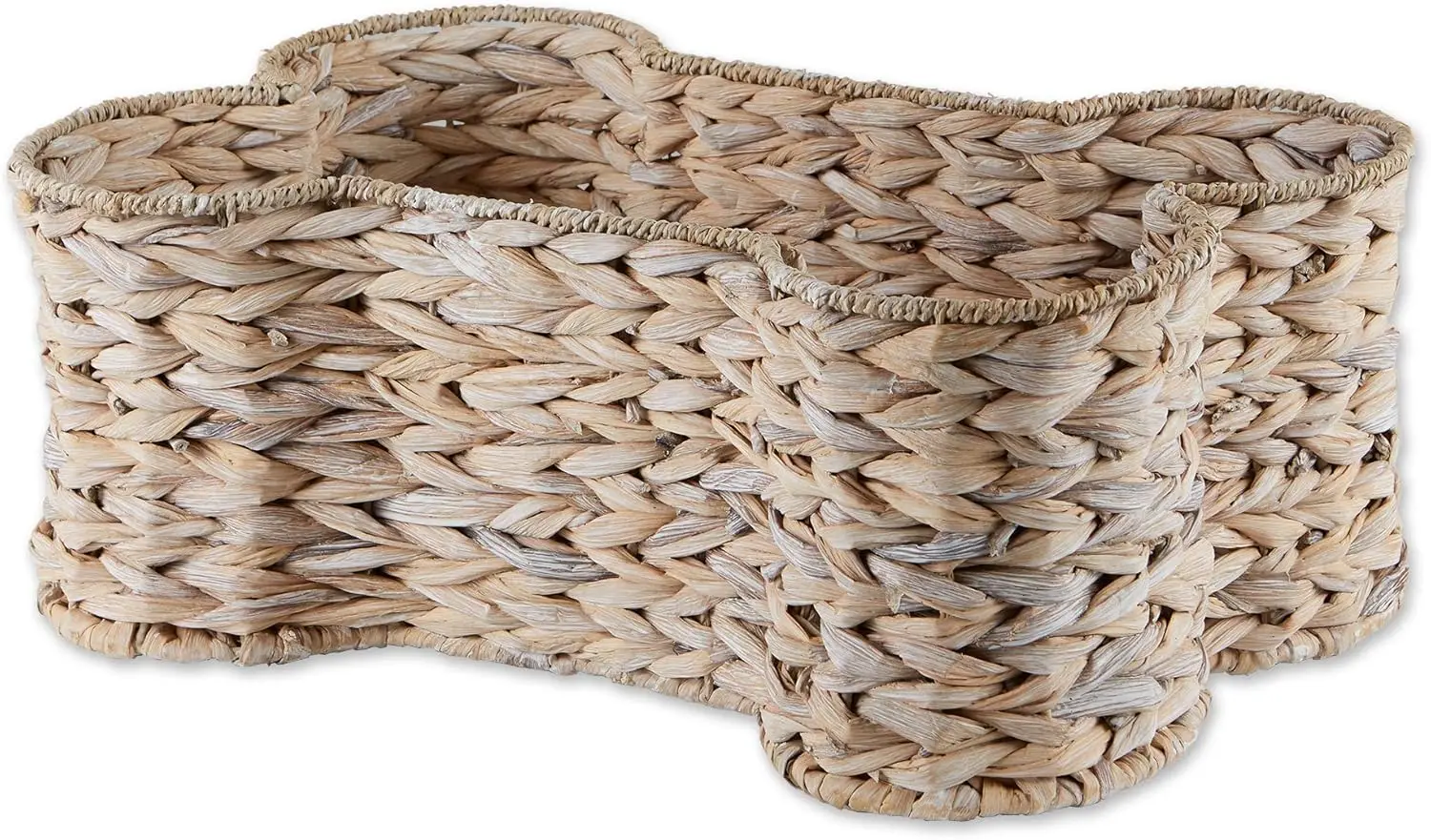 

Large Bone-Shaped Hyacinth Toy Basket, White Wash, 24x15x9" for Pet Storage