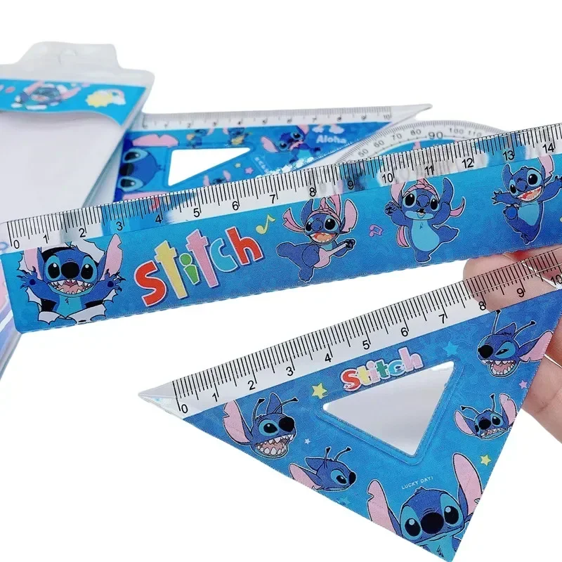 Disney Stitch Ruler Set Student Study Stationery Ruler Triangle Protractor Set School Supplies Kid Christmars Gift