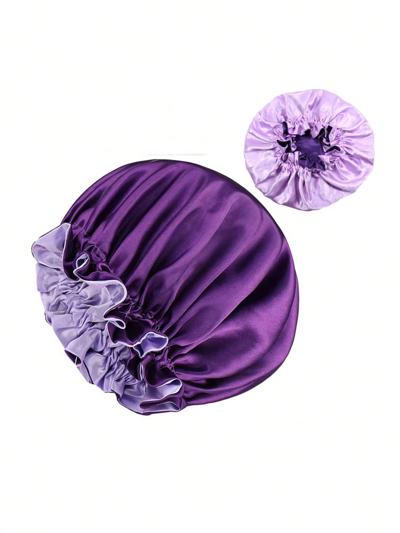 1 Stück Zweifarbige Satin-Schlafmütze Seiden-Bonnet zum Schlafen Satin-Bonnets Doppellagige Wendbare Haarkappe für Frauen mit Langen Lockigen Zöpfen – Detail 10