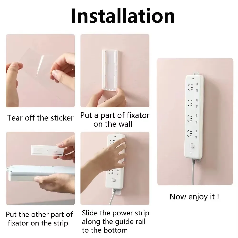 10/6/4pcs Wall-Mounted Power Strip Holder Self-Adhesive Desktop Socket Fixer Strip Fixator Plug Socket Cable Wire Organizer Rack image 3