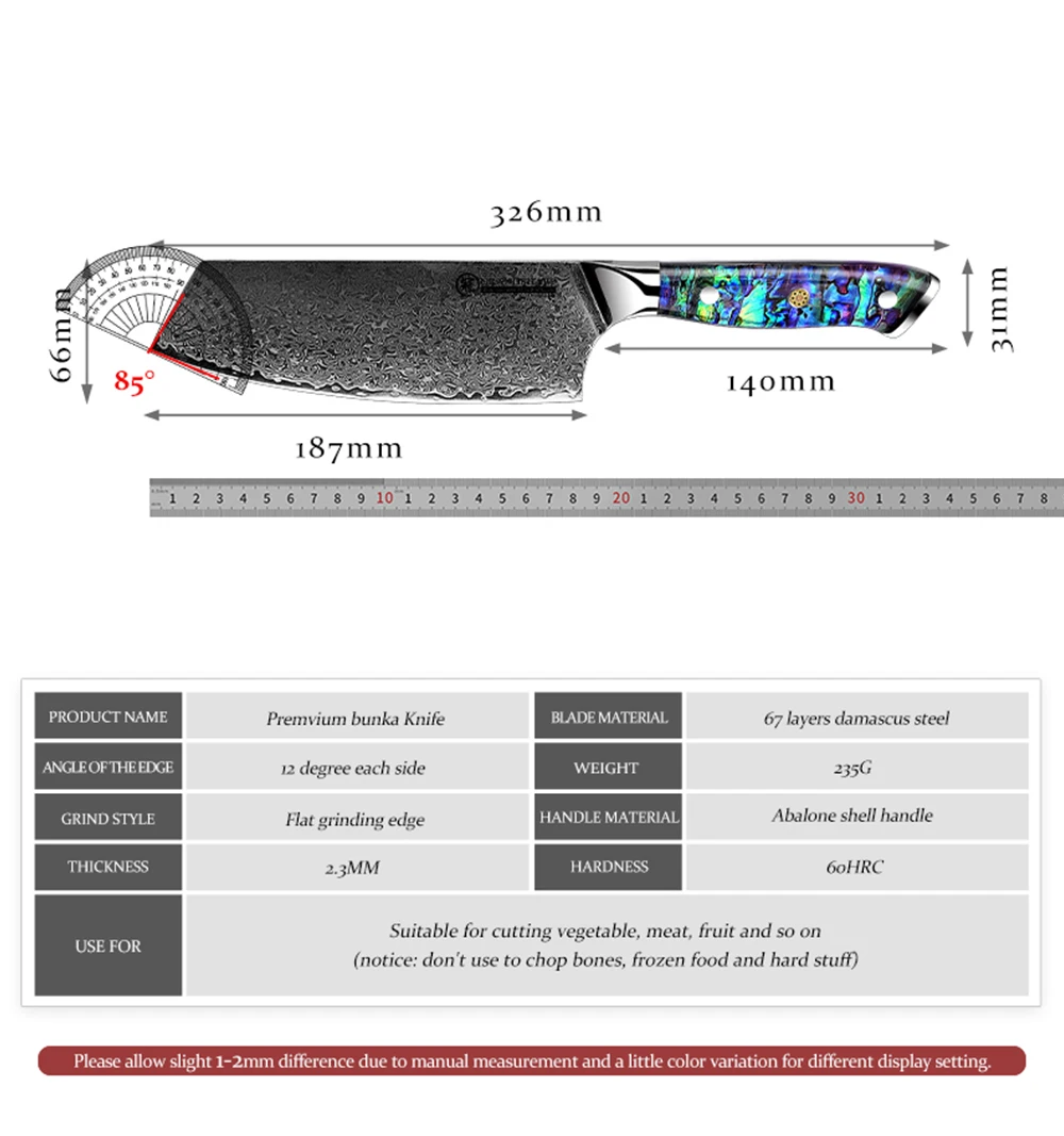 Imagem -06 - Grandsharp-damascus Steel Cleaver Knife Polegada Japonês Legumes Carne Cozinha Cozinhar Ferramentas Talheres Abalone Shell Novo