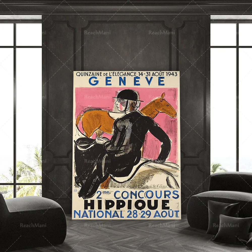 Horse Art Exhibition Poster, Modern Scandinavian Art, Gallery Poster, Paris Print, Paris Wall Art, Mid Century Wall Art, Modern