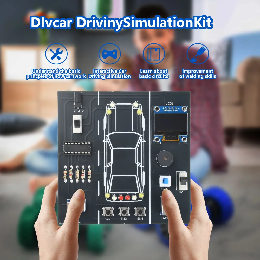 Kit de práctica de soldadura de simulación de conducción de coche, proyecto electrónico, simulador de conductor de coche, proyecto de soldadura para aprendizaje de estudiantes, DC 5V
