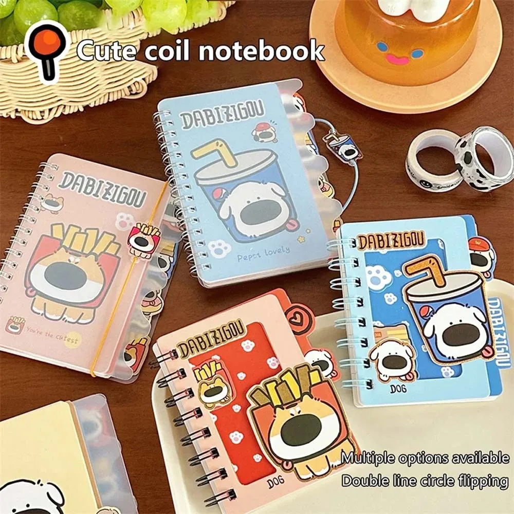 Creative Stationery Cartoon Dog Coil Notebook 80 Inner Pages Memo Pads Mini Notepad Rollover Dog Pocket Planner Diary