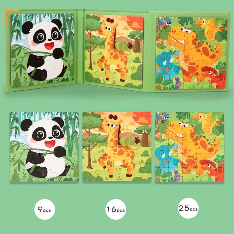 3 em 1 papel avançado magnético animal mundo transporte quebra-cabeça montessori aprendizagem brinquedos educativos crianças jogo de correspondência
