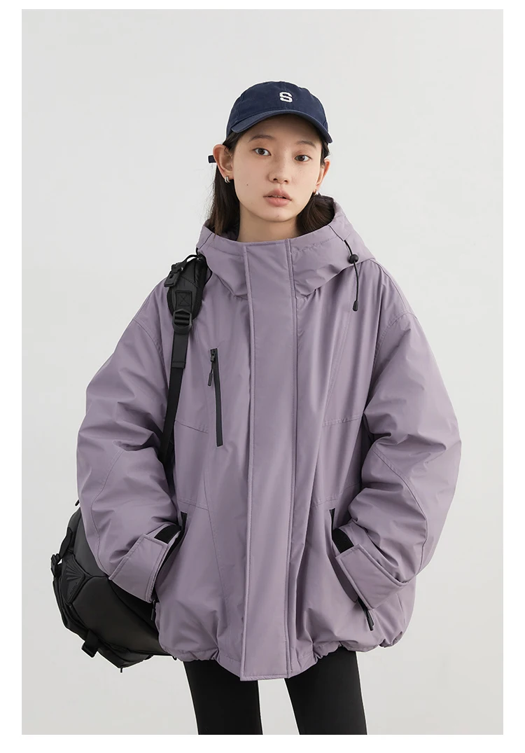 CHIC VEN Women Down Jacket Loose Outdoor Stand Up Collar Hooded 90 White Duck Down Lady Sport Coat Winter 2024 Female Clothing