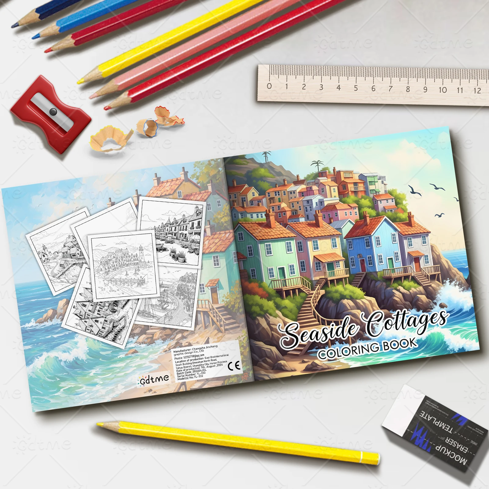 Seaside Town Coloring Book for - Adult Coloring Book Stress Relief recension och pris