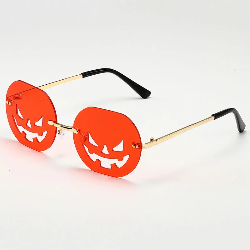 

Rimless Pumpkin Shape Sunglasses Women Men Oval Alloy Frame Sun Glasses Female Pumpkin Punk Eyeglasses