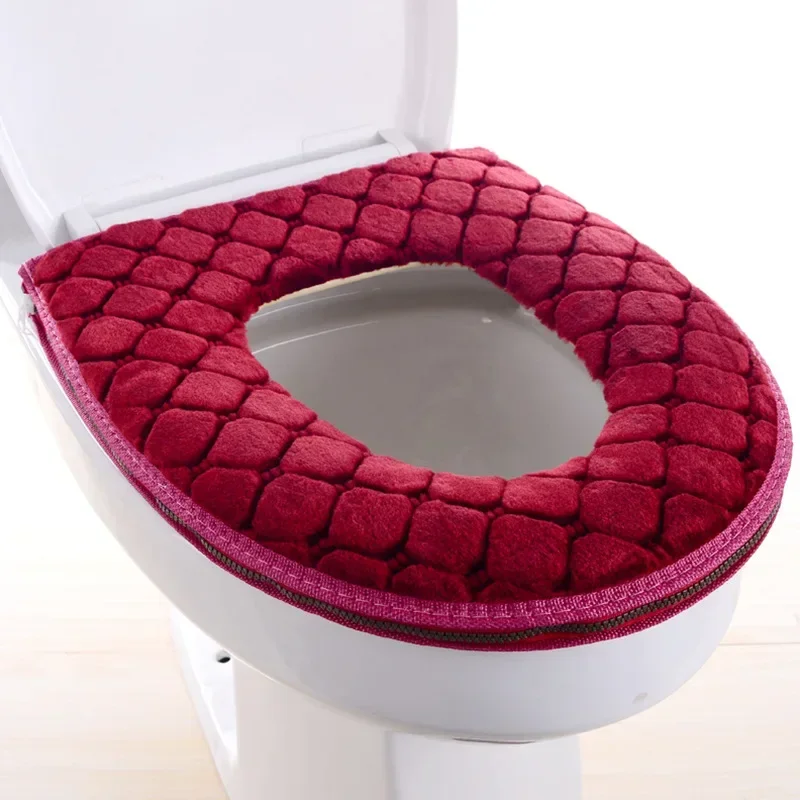 Bathroom Toilet Seat Cover Soft Winter Warm Plush Cushion O-shaped Washable Toilet Lid Cushion Household Supplies Toilet Cushion