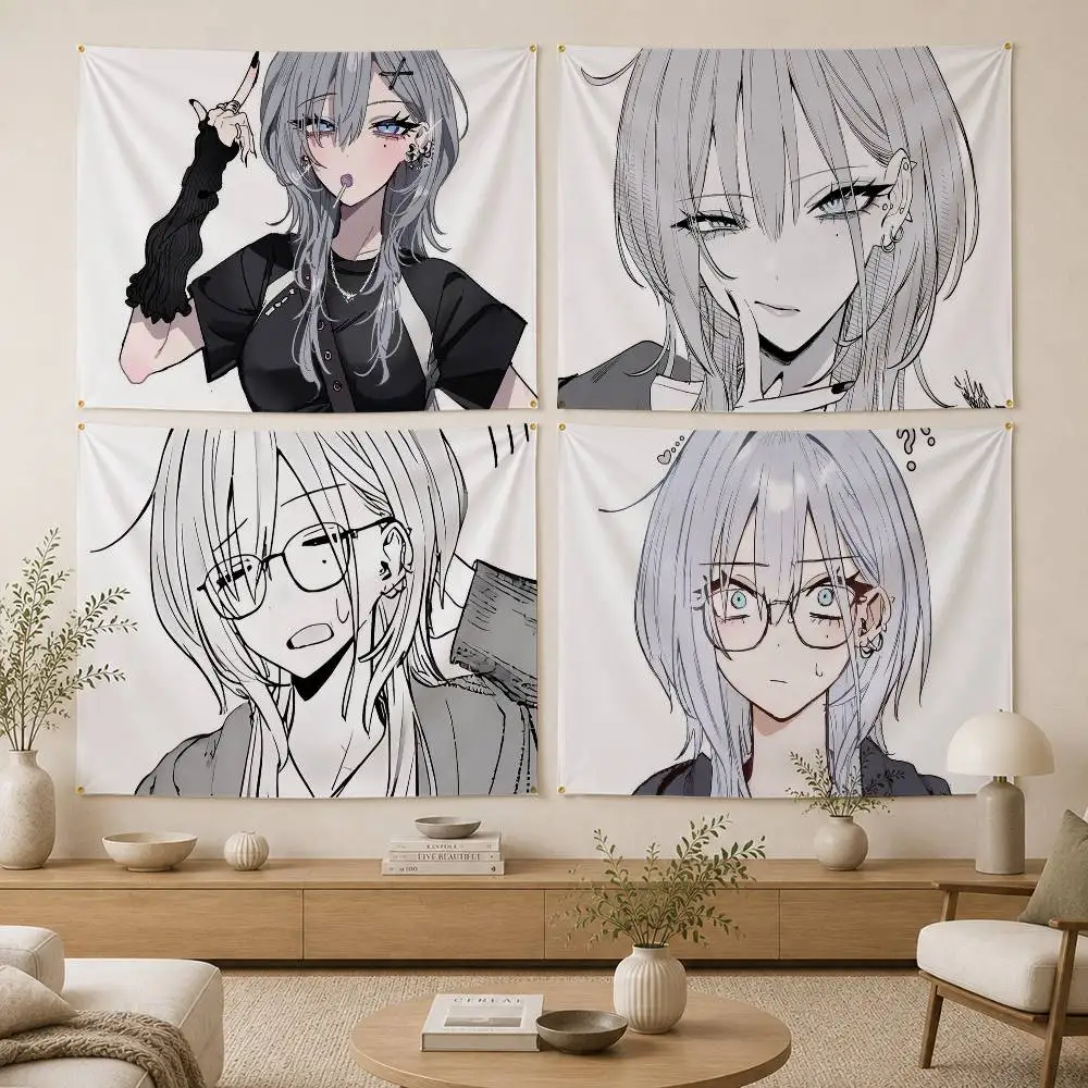 Haimiya-senpai wa Kowakute Kawaii Manga Flag Digital Printing Banner for Garage Wall Out Door Decoration