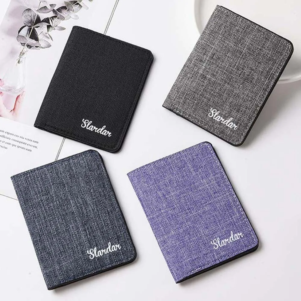 Black/Blue/Gray/Purple Men Short Wallet Credit Card Case ID Photo Bank Holder Men Card Holder Multi Function Thin