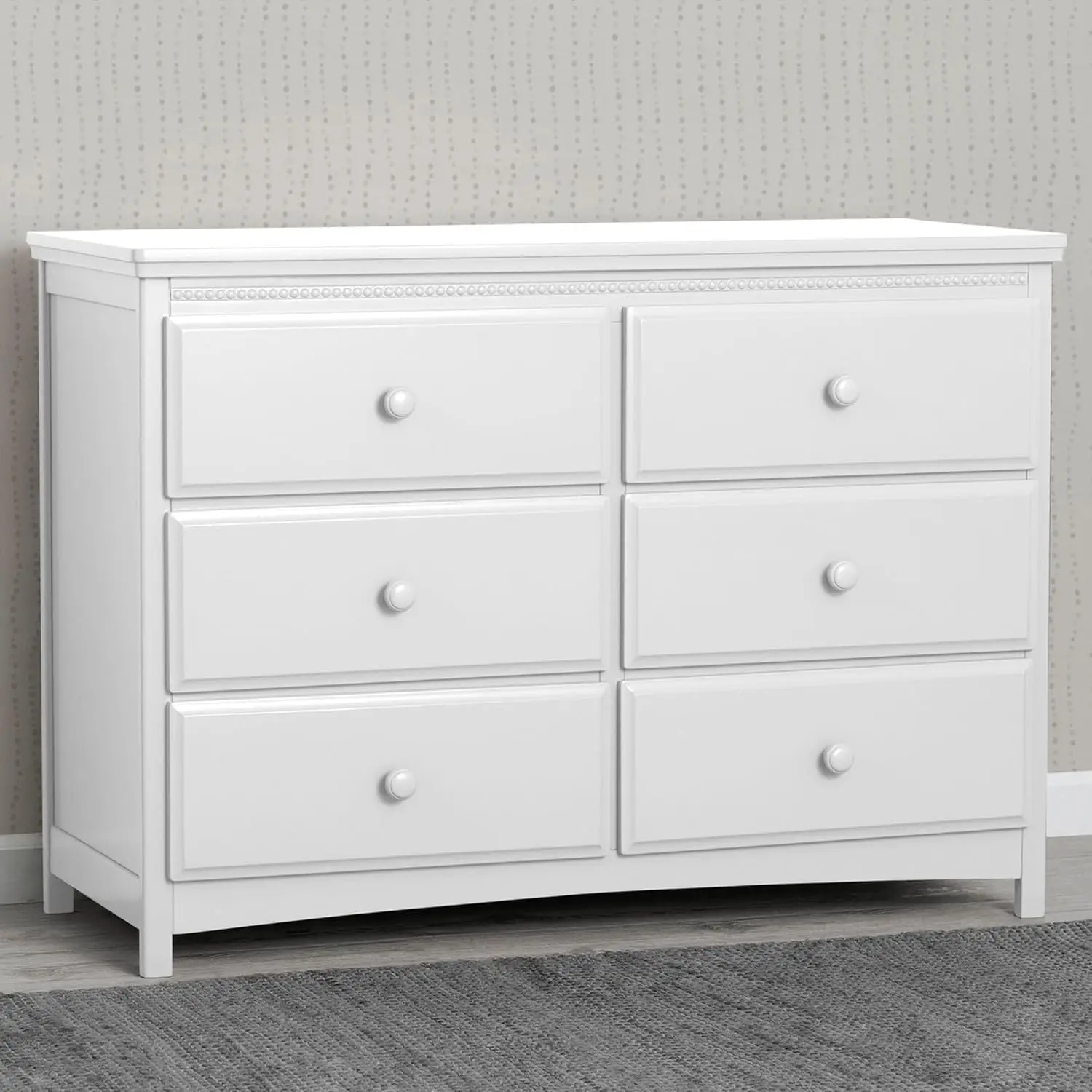 Emerson 6 Drawer Dresser With Interlocking Drawers - Greenguard Gold Certified, Bianca White