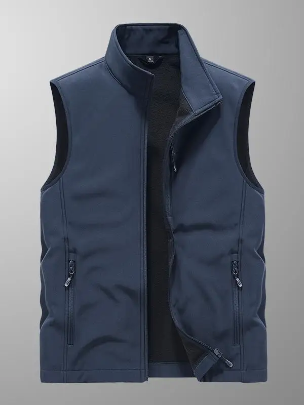 

Мужской жилет на молнии с воротником-стойкой, повседневный, приталенный, модный, городской стиль, из полиэстера, нейлона и композитного волокна, осенний