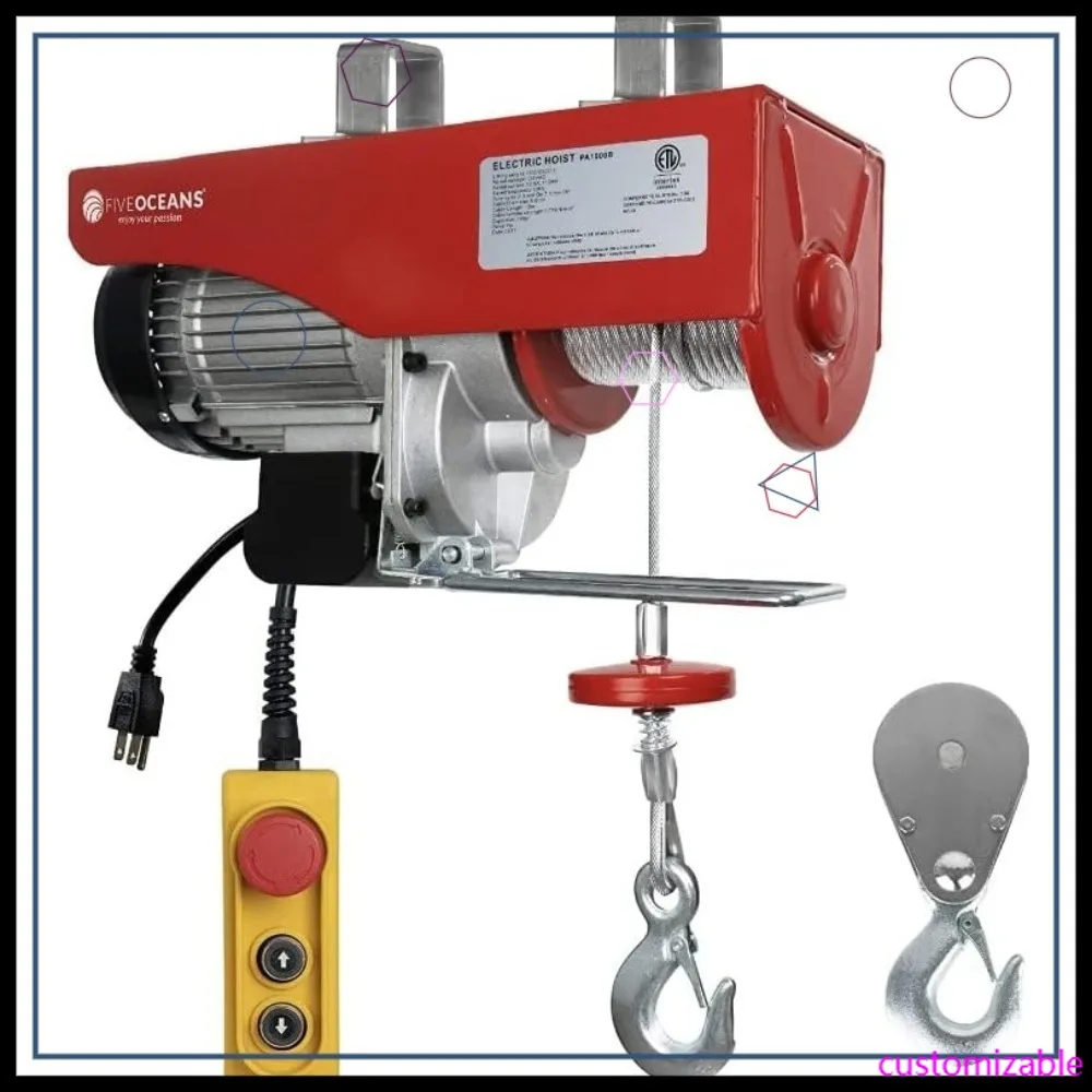 

Электрическая лебедка 2200 фунтов с дистанционным управлением, 120В, для подъема в гараже и на производстве, с аварийной остановкой