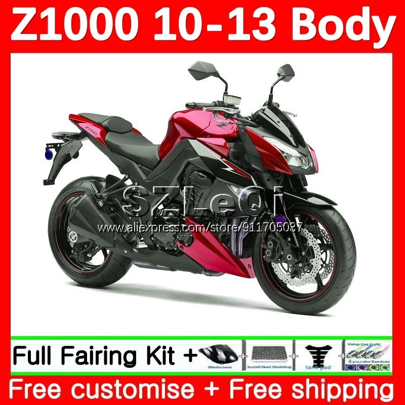 Body + Decal For KAWASAKI NINJA Z1000 Z 1000 Z-1000 10 11 12 13 145No.72 Z1000X Z1000SX 2010 2011 2012 2013 Fairing Black red