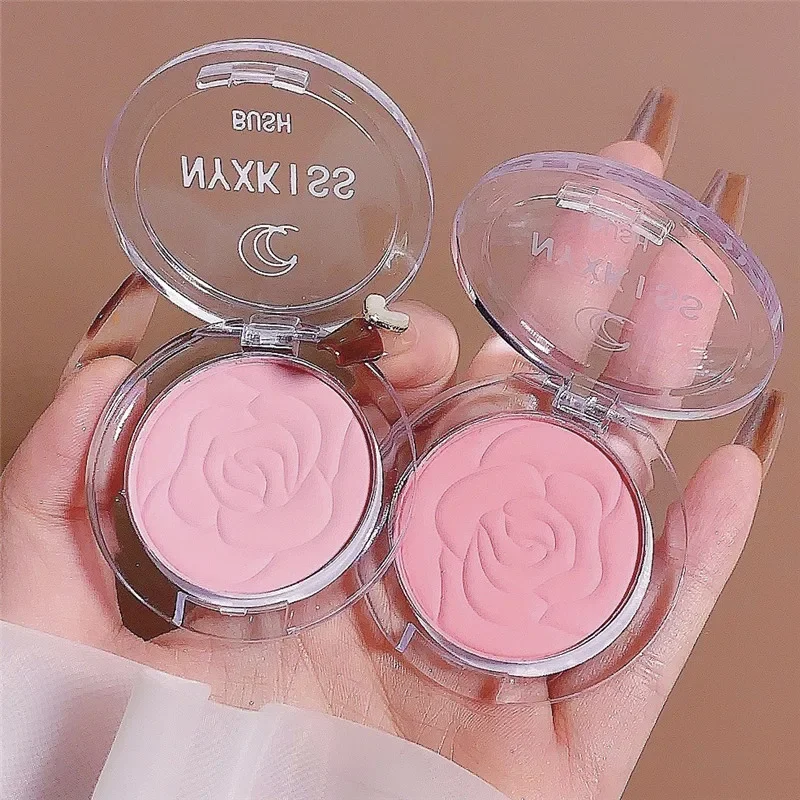 นูนกลีบบลัชออนพีชสีชมพูสีส้มแต่งหน้า Blush Palette Cheek Contour Rouge เครื่องสําอางติดทนนาน Face Brightens