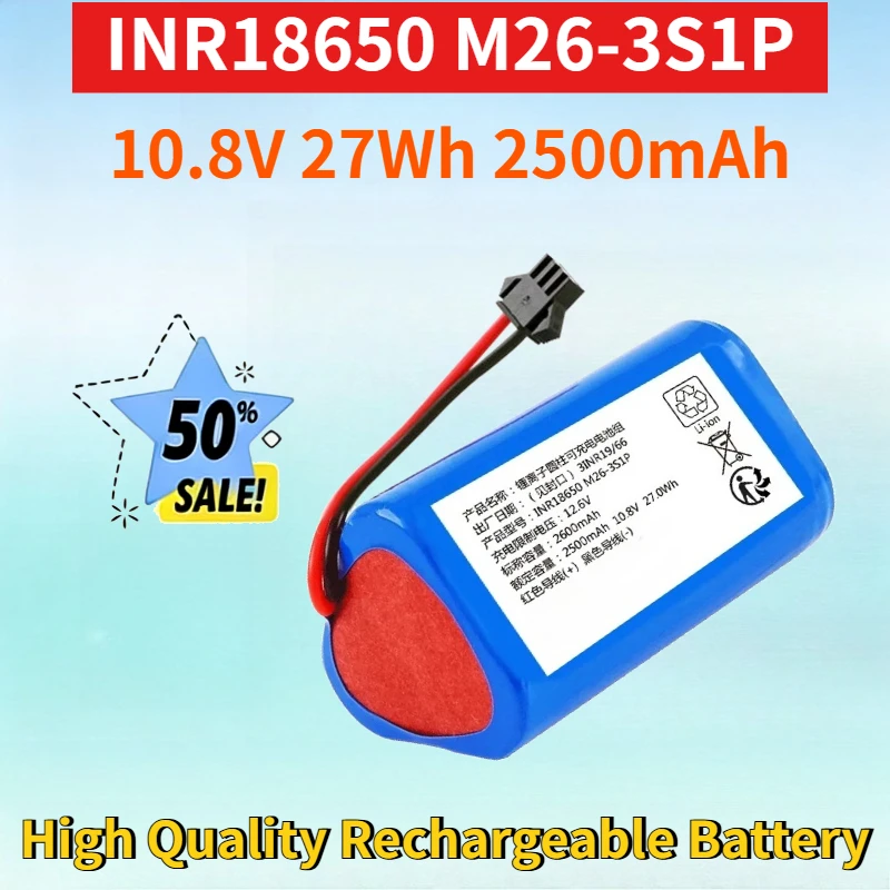 

Newest INR18650 M26-3S1P 10.8V 27Wh 2500mAh Lithium-ion Rechargeable Battery for High Quality High Capacity Replacement Battery