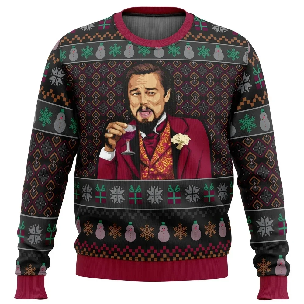 

Autumn and winter clothing funny Leo DiCaprio Meme ugly Christmas sweater gift Santa Claus pullover men's 2025 3D sports shirt